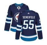 Women Adidas Winnipeg Jets #55 Mark Scheifele Authentic Navy Blue Home NHL Jersey