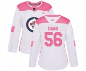 Women Adidas Winnipeg Jets #56 Marko Dano Authentic White Pink Fashion NHL Jersey