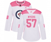Women Adidas Winnipeg Jets #57 Tyler Myers Authentic White Pink Fashion NHL Jersey