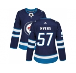Women Adidas Winnipeg Jets #57 Tyler Myers Navy Blue Home Authentic Stitched NHL Jersey