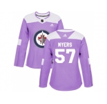 Women Adidas Winnipeg Jets #57 Tyler Myers Purple Authentic Fights Cancer Stitched NHL Jerse