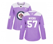 Women Adidas Winnipeg Jets #57 Tyler Myers Purple Authentic Fights Cancer Stitched NHL Jerse