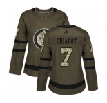 Women Adidas Winnipeg Jets #7 Ben Chiarot Authentic Green Salute to Service NHL Jersey