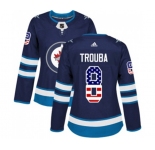 Women Adidas Winnipeg Jets #8 Jacob Trouba Authentic Navy Blue USA Flag Fashion NHL Jersey