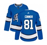 Women Adidas Winnipeg Jets #81 Kyle Connor Premier Blue Alternate NHL Jersey