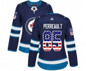 Women Adidas Winnipeg Jets #85 Mathieu Perreault Authentic Navy Blue USA Flag Fashion NHL Jersey