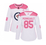 Women Adidas Winnipeg Jets #85 Mathieu Perreault Authentic White Pink Fashion NHL Jersey