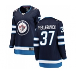 Women Winnipeg Jets #37 Connor Hellebuyck Fanatics Branded Navy Blue Home Breakaway NHL Jersey