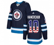 Youth Adidas Winnipeg Jets #10 Dale Hawerchuk Authentic Navy Blue USA Flag Fashion NHL Jersey