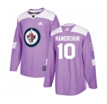 Youth Adidas Winnipeg Jets #10 Dale Hawerchuk Authentic Purple Fights Cancer Practice NHL Jersey