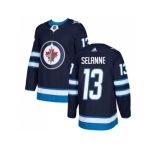 Youth Adidas Winnipeg Jets #13 Teemu Selanne Navy Blue Home Authentic Stitched NHL Jersey