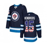 Youth Adidas Winnipeg Jets #15 Matt Hendricks Authentic Navy Blue USA Flag Fashion NHL Jersey