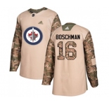 Youth Adidas Winnipeg Jets #16 Laurie Boschman Authentic Camo Veterans Day Practice NHL Jersey