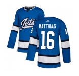 Youth Adidas Winnipeg Jets #16 Shawn Matthias Authentic Blue Alternate NHL Jersey
