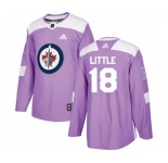 Youth Adidas Winnipeg Jets #18 Bryan Little Authentic Purple Fights Cancer Practice NHL Jersey