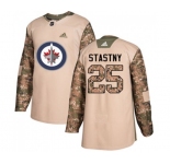 Youth Adidas Winnipeg Jets #25 Paul Stastny Authentic Camo Veterans Day Practice NHL Jersey