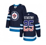 Youth Adidas Winnipeg Jets #25 Paul Stastny Authentic Navy Blue USA Flag Fashion NHL Jersey