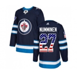 Youth Adidas Winnipeg Jets #27 Teppo Numminen Authentic Navy Blue USA Flag Fashion NHL Jersey