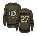 Youth Adidas Winnipeg Jets #27 Teppo Numminen Premier Green Salute to Service NHL Jersey
