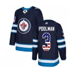 Youth Adidas Winnipeg Jets #3 Tucker Poolman Authentic Navy Blue USA Flag Fashion NHL Jersey