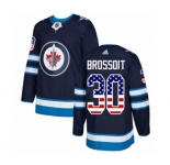 Youth Adidas Winnipeg Jets #30 Laurent Brossoit Authentic Navy Blue USA Flag Fashion NHL Jersey