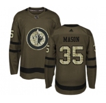 Youth Adidas Winnipeg Jets #35 Steve Mason Authentic Green Salute to Service NHL Jersey