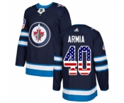 Youth Adidas Winnipeg Jets #40 Joel Armia Authentic Navy Blue USA Flag Fashion NHL Jersey