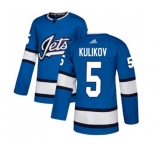 Youth Adidas Winnipeg Jets #5 Dmitry Kulikov Authentic Blue Alternate NHL Jersey