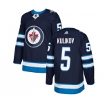 Youth Adidas Winnipeg Jets #5 Dmitry Kulikov Authentic Navy Blue Home NHL Jersey