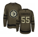 Youth Adidas Winnipeg Jets #55 Mark Scheifele Premier Green Salute to Service NHL Jersey