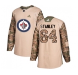 Youth Adidas Winnipeg Jets #64 Logan Stanley Authentic Camo Veterans Day Practice NHL Jersey