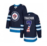 Youth Adidas Winnipeg Jets #7 Keith Tkachuk Authentic Navy Blue USA Flag Fashion NHL Jersey