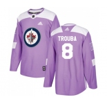 Youth Adidas Winnipeg Jets #8 Jacob Trouba Authentic Purple Fights Cancer Practice NHL Jersey