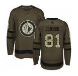 Youth Adidas Winnipeg Jets #81 Kyle Connor Authentic Green Salute to Service NHL Jersey