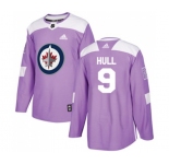 Youth Adidas Winnipeg Jets #9 Bobby Hull Authentic Purple Fights Cancer Practice NHL Jersey
