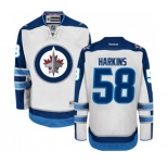 Youth Reebok Winnipeg Jets #58 Jansen Harkins Authentic White Away NHL Jersey