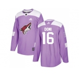 Men Adidas Phoenix Coyotes #16 Max Domi Purple Authentic Fights Cancer Stitched NHL Jersey
