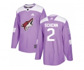 Men Adidas Phoenix Coyotes #2 Luke Schenn Purple Authentic Fights Cancer Stitched NHL Jersey