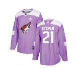 Men Adidas Phoenix Coyotes #21 Derek Stepan Purple Authentic Fights Cancer Stitched NHL Jerse