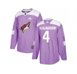 Men Adidas Phoenix Coyotes #4 Niklas Hjalmarsson Purple Authentic Fights Cancer Stitched NHL Jersey