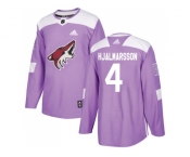 Men Adidas Phoenix Coyotes #4 Niklas Hjalmarsson Purple Authentic Fights Cancer Stitched NHL Jersey