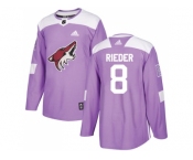 Men Adidas Phoenix Coyotes #8 Tobias Rieder Purple Authentic Fights Cancer Stitched NHL Jersey