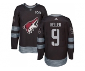 Men Adidas Phoenix Coyotes #9 Clayton Keller Black 1917-2017 100th Anniversary Stitched NHL Jersey