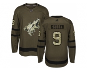 Men Adidas Phoenix Coyotes #9 Clayton Keller Green Salute to Service Stitched NHL Jerse