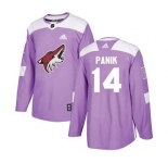 Men's Coyotes #14 Richard Panik Purple Fights Cancer Stitched Hockey Jersey