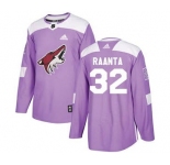Men's Coyotes #32 Antti Raanta Purple Fights Cancer Stitched Hockey Jersey