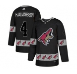 Men's Coyotes #4 Niklas Hjalmarsson Black Team Logo Fashion Stitched Hockey Jersey