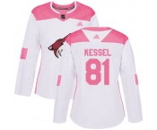 Arizona Coyotes #81 Phil Kessel White Pink Authentic Fashion Women's Stitched Hockey Jersey