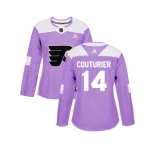 Women Adidas Philadelphia Flyers #14 Sean Couturier Purple Authentic Fights Cancer Stitched NHL Jersey