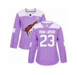 Women Adidas Phoenix Coyotes #23 Oliver Ekman-Larsson Purple Authentic Fights Cancer Stitched NHL Jersey